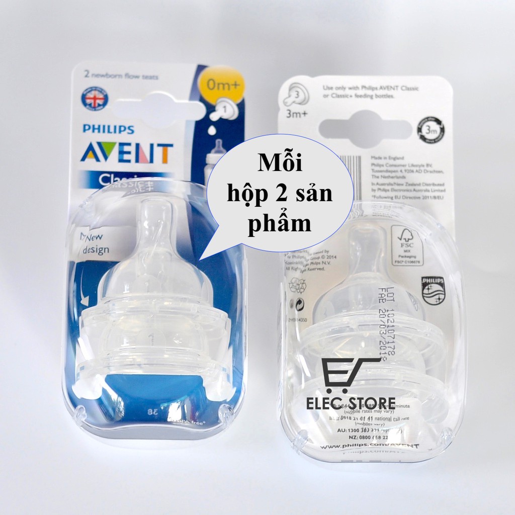 Núm Ti Thay Bình Sữa Philips AVENT Classic (đủ size)