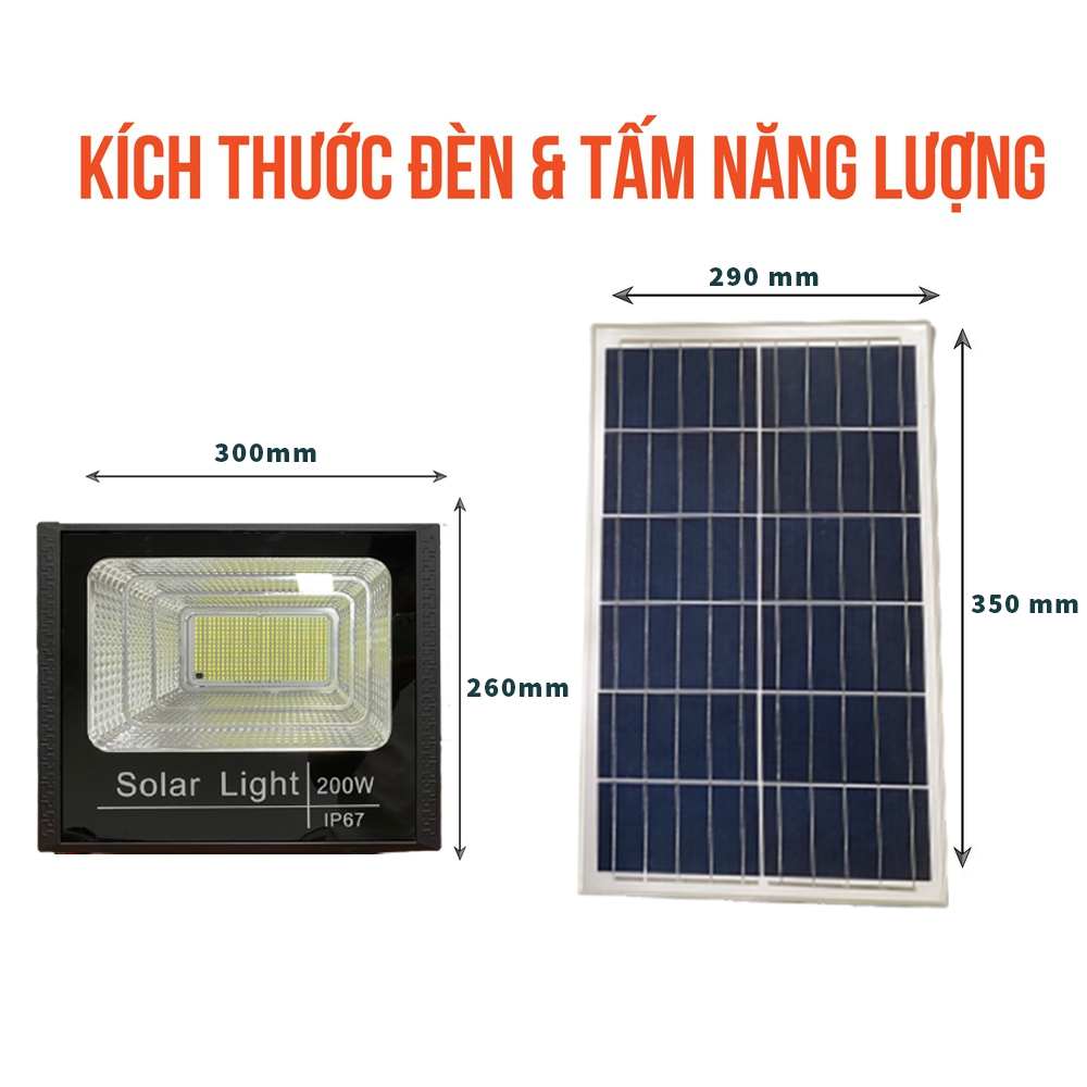 Đèn Led Pha Năng Lượng Mặt Trời Công Suất 100W, 150w, 200w, Cảm Biến Ánh Sáng Tự Tắt Khi Trời Sáng, Tự Bật Khi Trời Tối - Đèn Năng Lượng Mặt Trời, Den Led Nang Luong Mat Troi - DHTECH