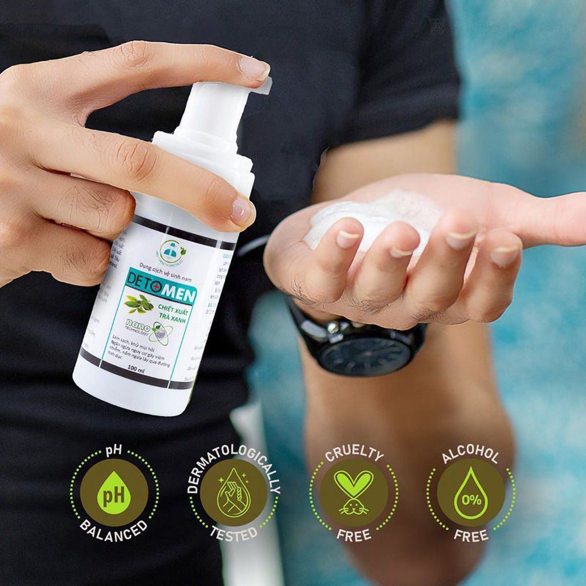 Bọt Vệ Sinh Nam Giới Detomen Dung Dịch Tạo Bọt 100ML