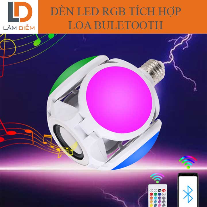 ĐÈN LED RGB TÍCH HỢP LOA BLUETOOTH 4.0 CÓ REMOTE CQ9