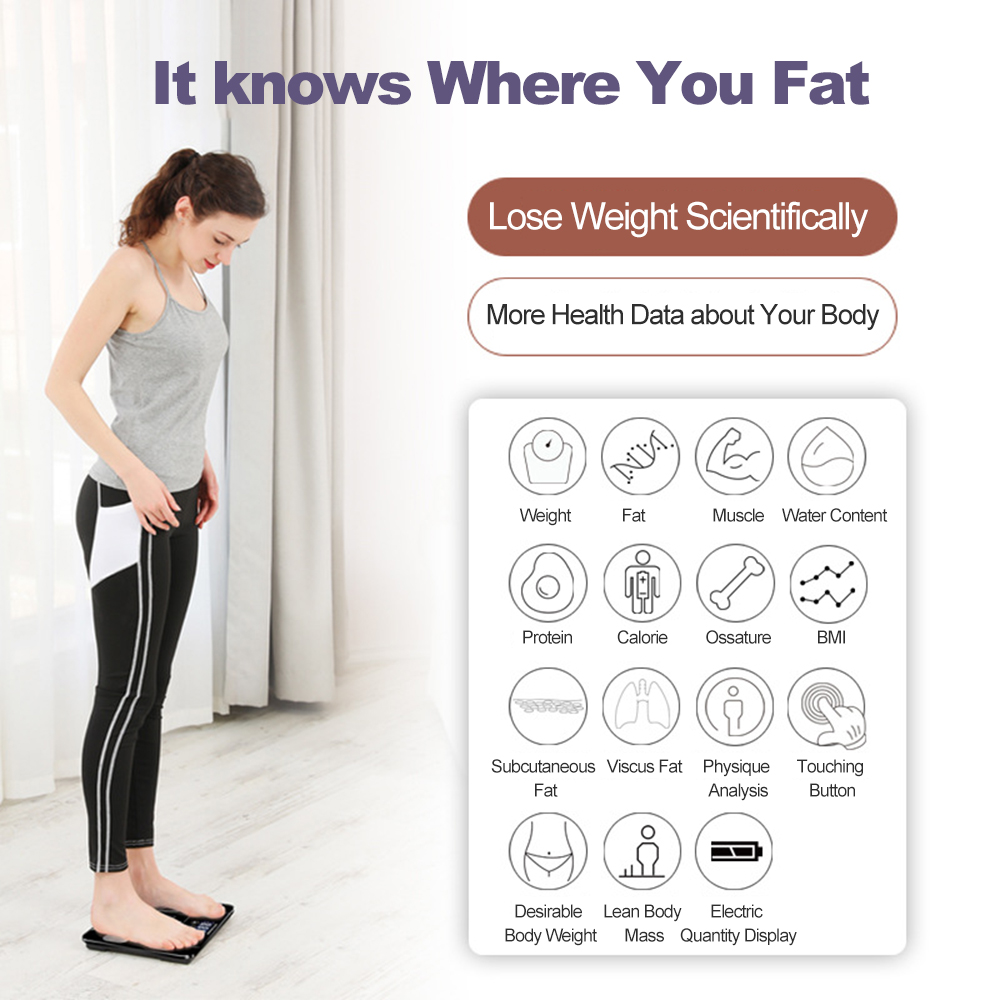 Body Fat Scales Bluetooth Bathroom Weighing Scale Electronic High-Precision Kichen Digtal Scale With Wirless-compatible Sync App