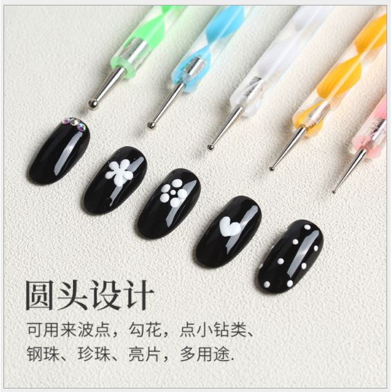 Set 5 bút gắn đá và vẽ chấm bi 2 đầu làm nail