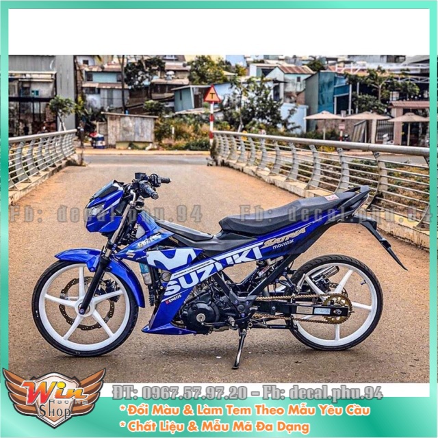 Tem rời Satria movistar Xanh trắng