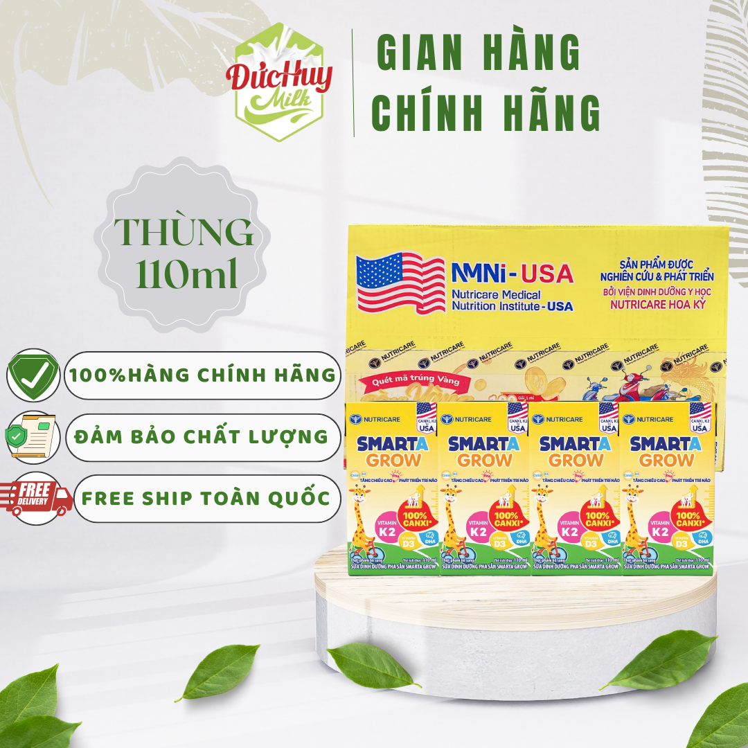 Thùng 48 hộp sữa bột pha sẵn Smata Grow 110ml /180ml