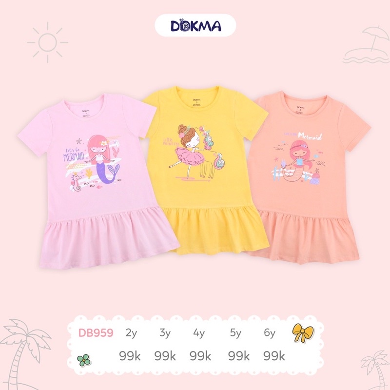 [Dokma] Váy, Đầm cộc tay Mùa Hè dáng xòe chất mềm, mát (2-6y)