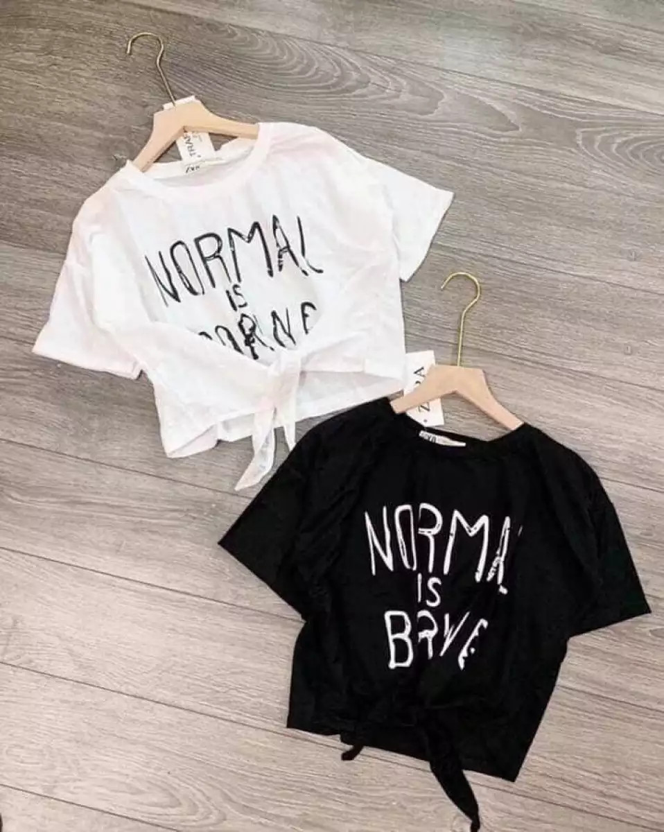 Áo thun cột eo in chữ NOMAL IS BORING TTKX0280