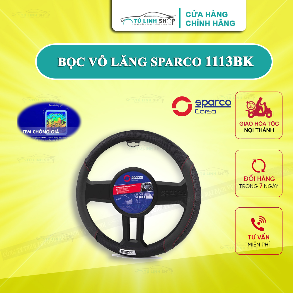 Bọc vô lăng SPARCO 1113BK chính hãng dành cho mọi dòng xe hơi và ô tô dễ dàng mang sử dụng và mang theo