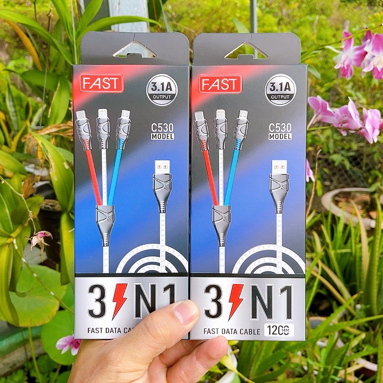 [HCM]Cáp sạc 3 đầu dây dù (microUSB + lightning + Type-C)
