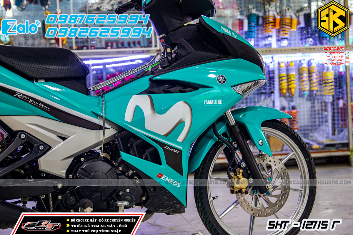 tem rời exciter 150 xanh trắng movistar
