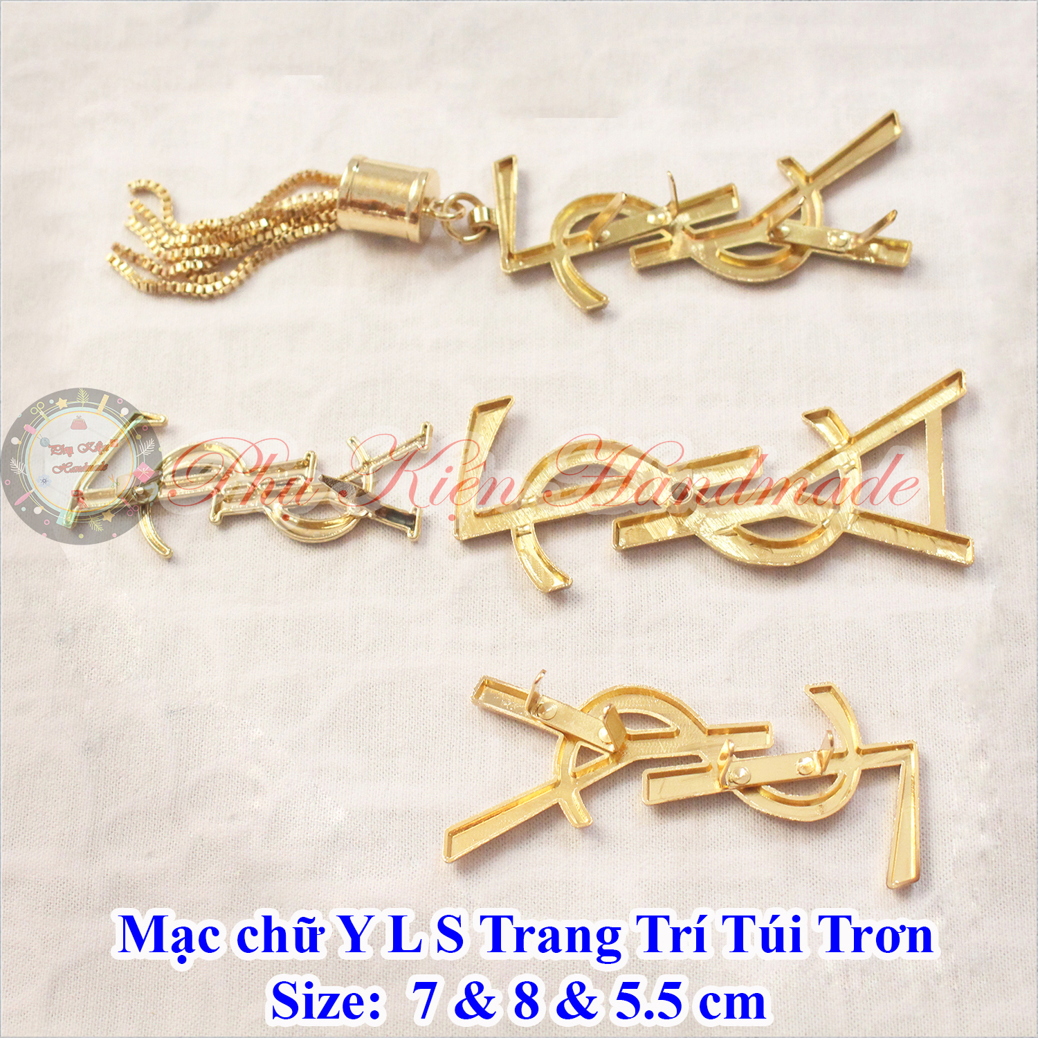 Mạc chữ Y L S trang trí túi trơn