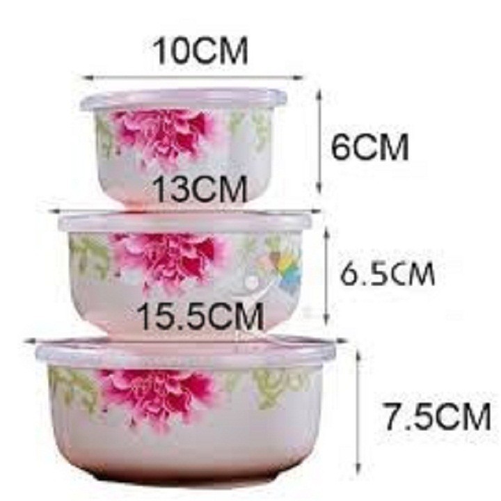 Bộ 3 bát sứ có nắp hút chân không cao cấp