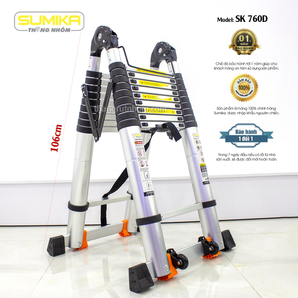 SK760D Thang nhôm rút đôi Sumika SK760D (Màu đen - A 3.8M+duỗi  I 7.6M)