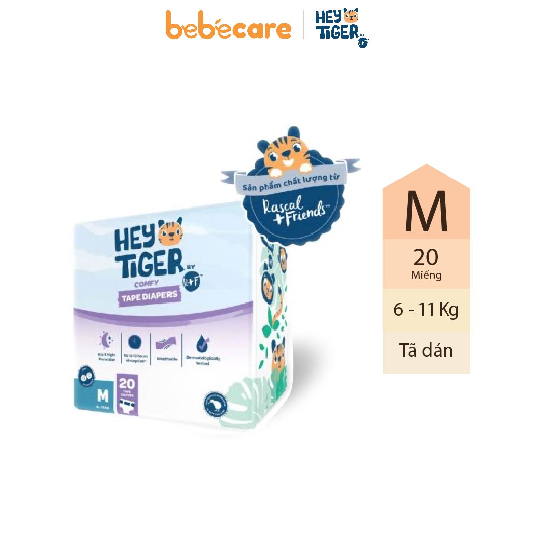 Diaper stickers Hey Tiger size M 20 pieces (baby from 6 - 11 kg)