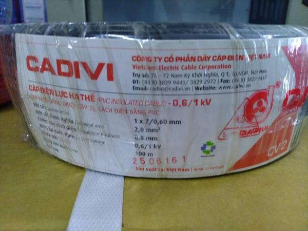 Bảng giá Dây điện đơn Cadivi CV2.0 (100m/Cuộn)