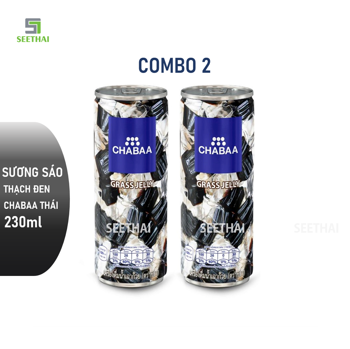 Sương sáo thạch đen CHABAA Thái Lan 230ml LON nước ép trái cây nhập khẩu