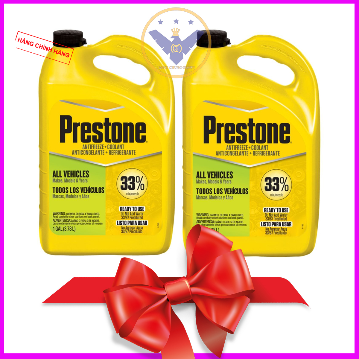 Combo 2 nước làm mát động cơ ô tô prestone can 3.78l