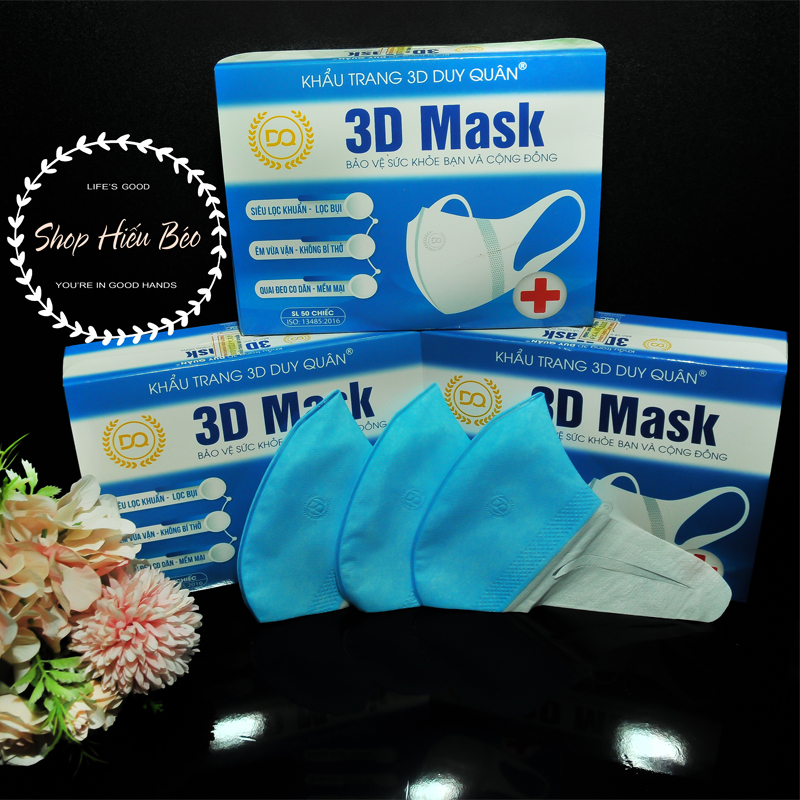 (3d) khẩu trang 3d màu đen hộp 50 chiếc công nghệ nhật