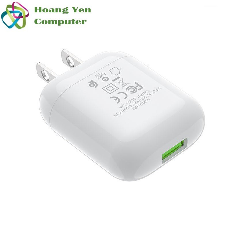 [HCM]Cốc Sạc 3.4A Hoco HK2 Chính Hãng - Bảo Hành 1 Năm - Hoàng Yến Computer