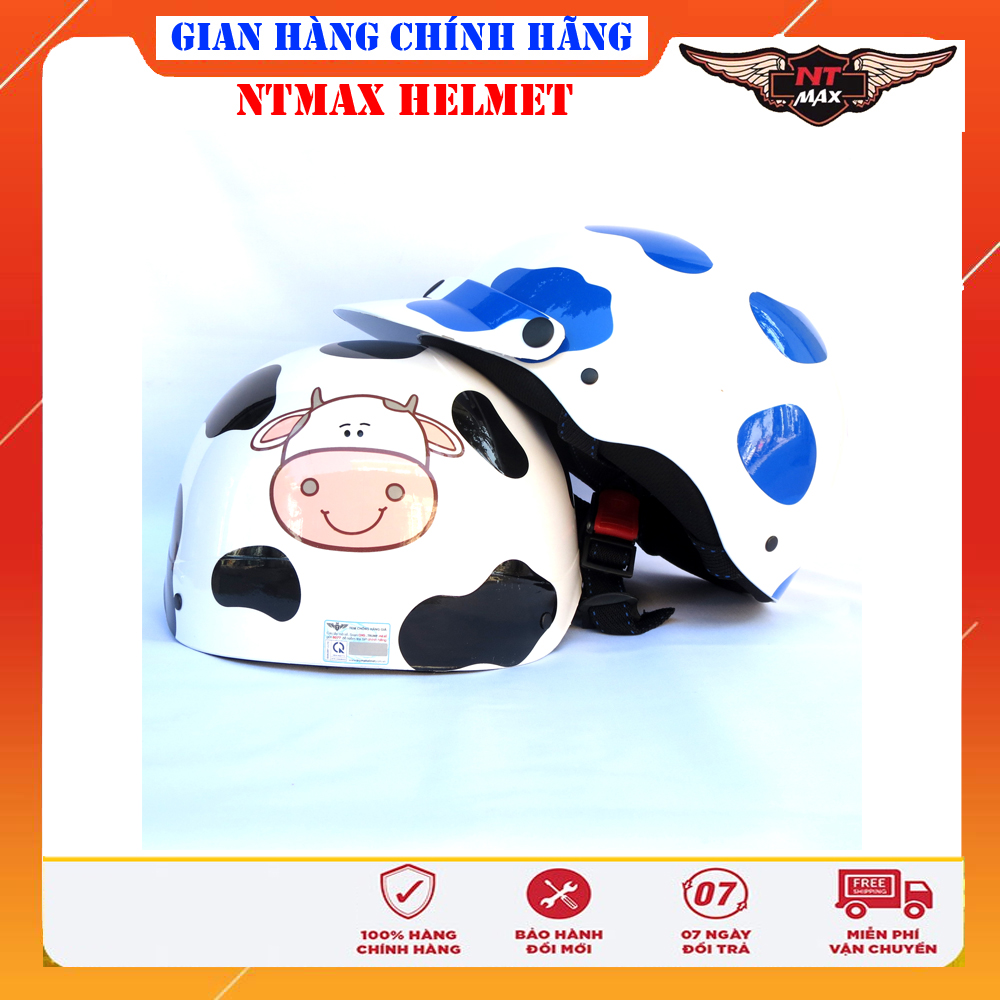 Mũ bảo hiểm 1/2 ntmax trumb tem bò sữa siêu cute