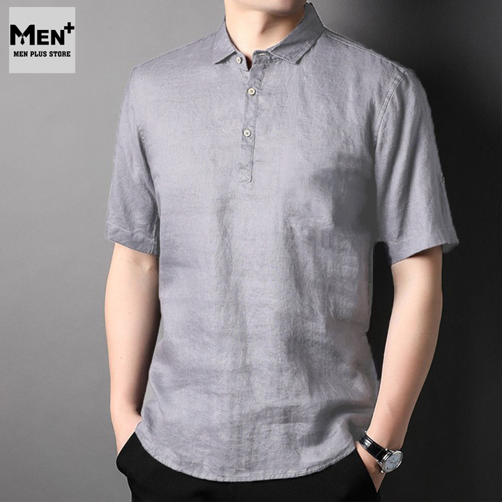 - Áo sơ mi nam tay ngắn vải đũi tơ tằm thoáng mát - Áo nam ngắn tay dáng polo phong cách Hàn Quốc chất liệu vải đũi cao cấp siêu nhẹ siêu thoáng mát - Men Plus