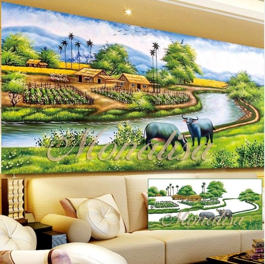 Tranh thêu chữ thập Miền Quê Thanh Bình Lv3031 KT 100x50cm