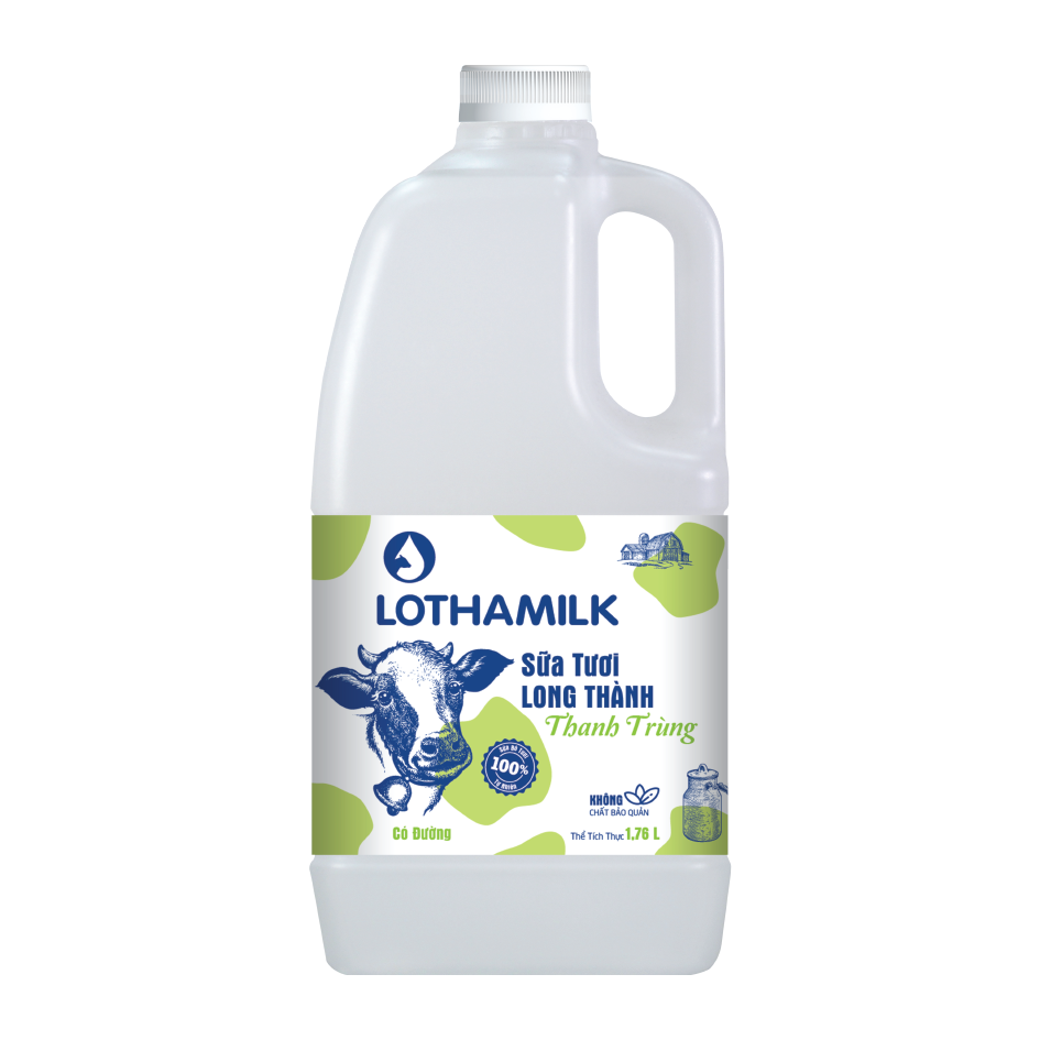 HCM Sữa tươi thanh trùng Long Thành Lothamilk có đường 1760ml