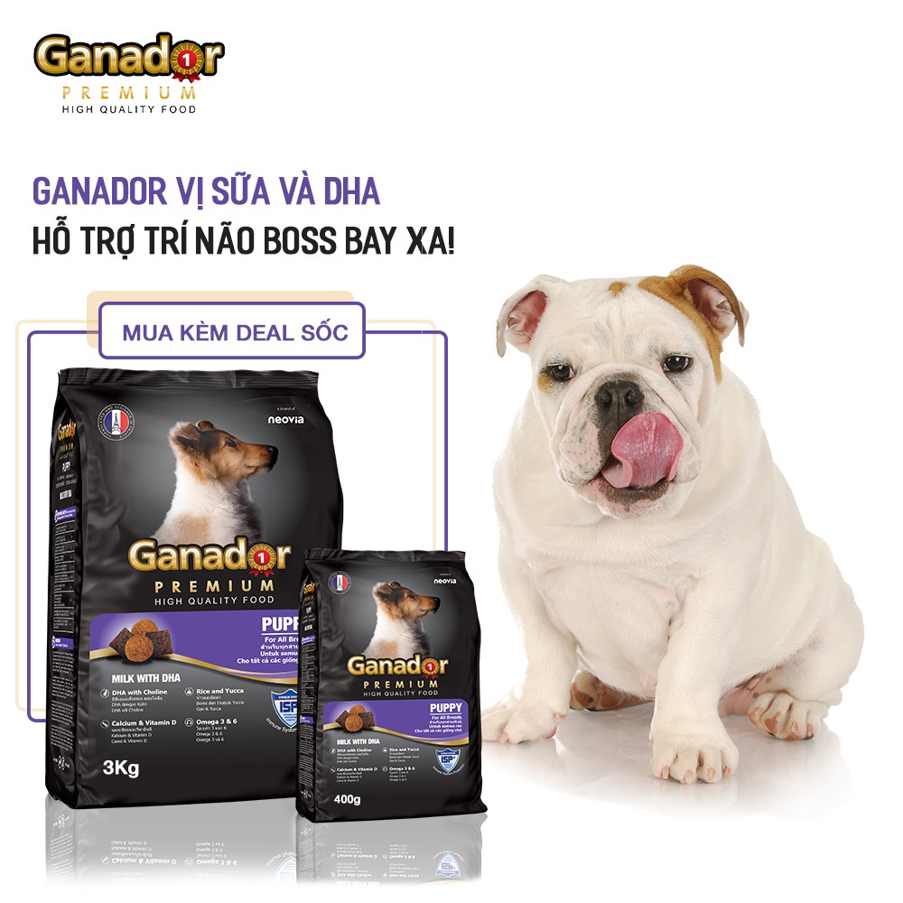 [HCM][Combo 5] Hạt Ganador Cho Chó Con - Sữa & DHA 400g