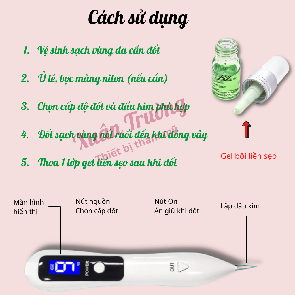 Máy đốt nốt ruồi 9 cấp, đốt hôi nách, mụn thịt, tàn nhang