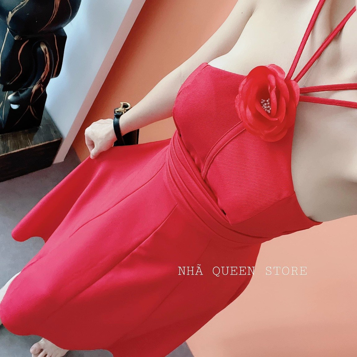đầm cổ đang dây kết bông cực xinh