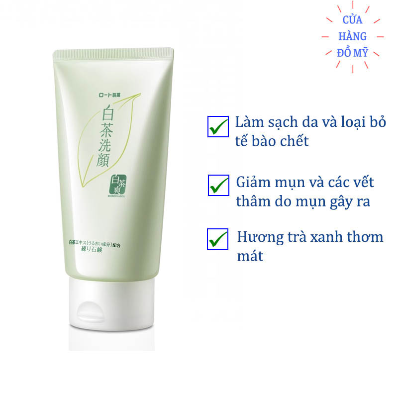 Sữa rửa mặt trà xanh Rohto Shirochasou 120g Trà Xanh Sạch sâu, sáng da, mịn màng shop Hong1008