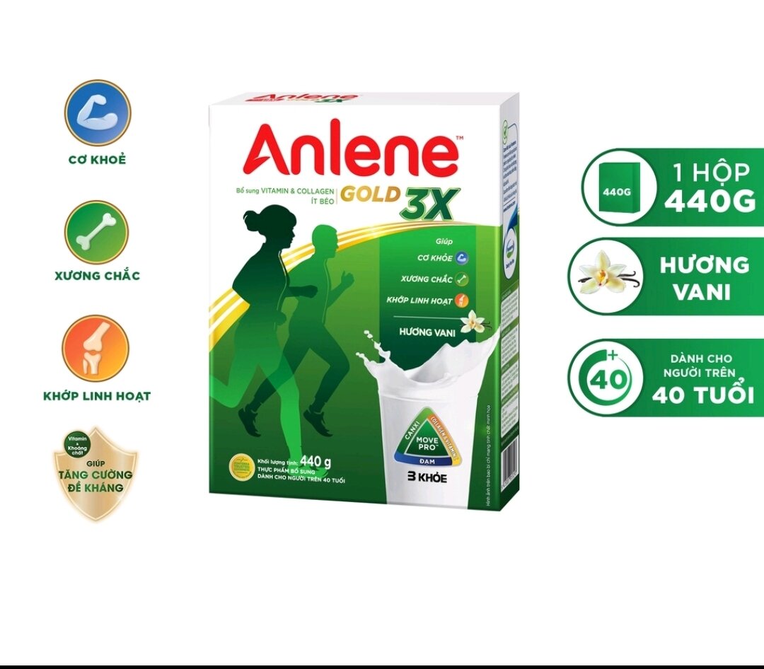 Sữa anlene gold movepro hương vani 440g 40 tuổi