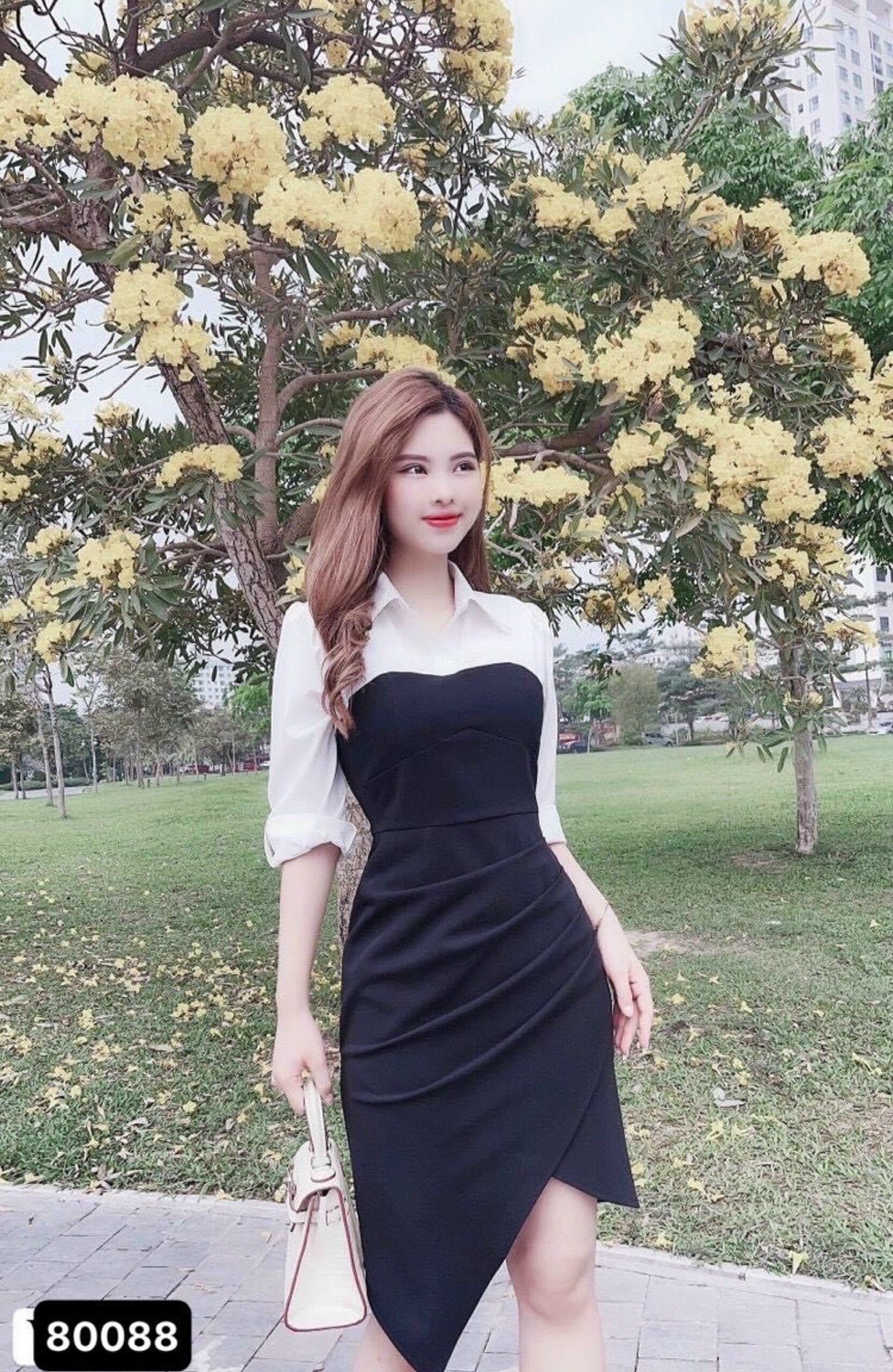 Đầm body 2 da poly phối voan siêu xinh th21