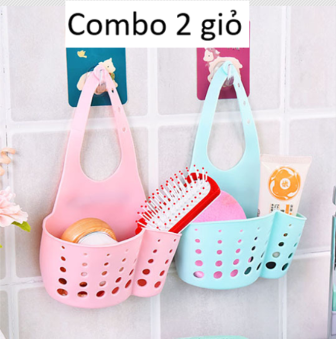 [HCM]Combo 2 Giỏ đựng đồ treo vòi nước- Giỏ treo bồn rửa bát có móc chất liệu Nhựa Dẻo Loại Dày Siêu Bền