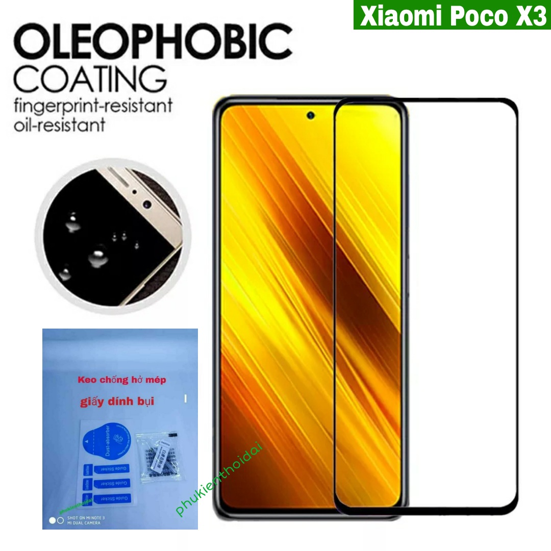 Cường lực Xiaomi Poco X3 / Poco X3 Pro dùng chung Full màn cao cấp viền mỏng