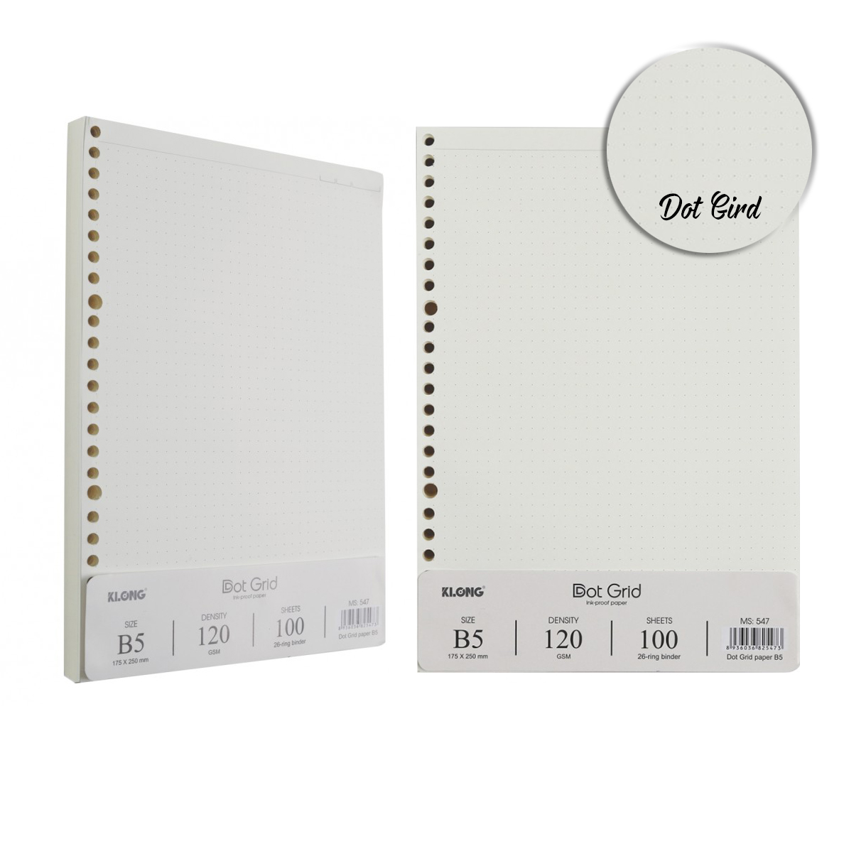 Ruột giấy klong refill sổ còng dot grid b5 - 100 tờ; ms: 547