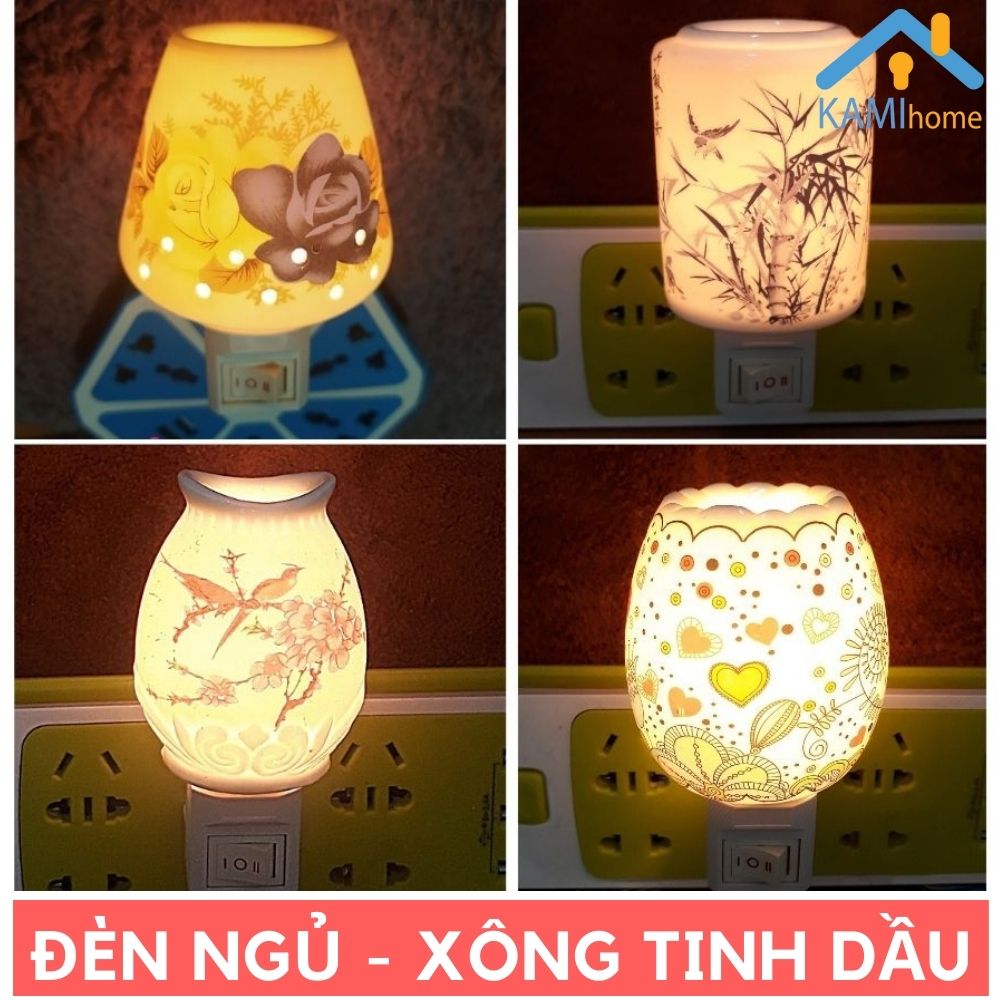 Đèn xông tinh dầu bằng điện kiểu Đèn ngủ cắm tường khử mùi thơm phòng Gốm sứ Bảo hành giao hàng bể vỡ mã 25003