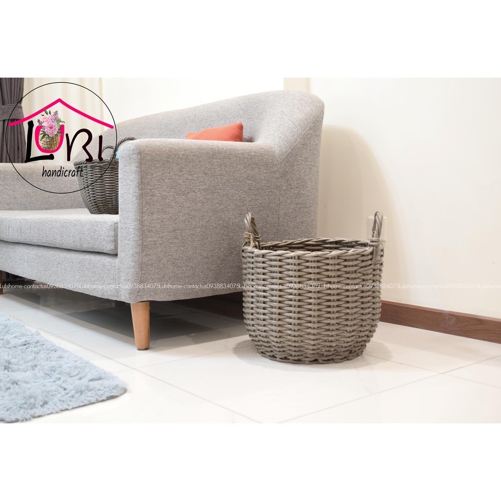 Round Plastic woven baskets - Set of 3