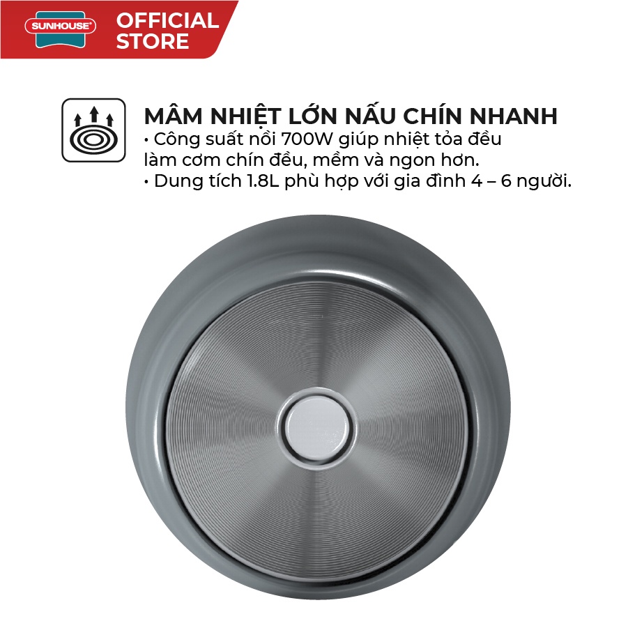 Nồi cơm điện 1.8L SUNHOUSE SHD8602