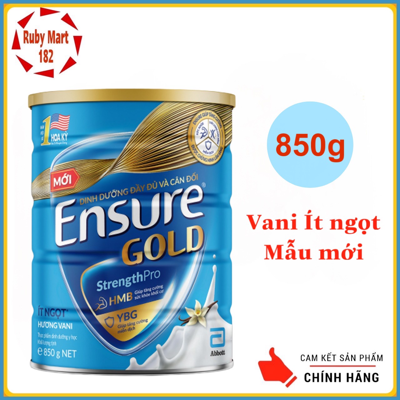[Date 4.2025] Sữa Bột Ensure Gold Vani Ít Ngọt Lon 850g