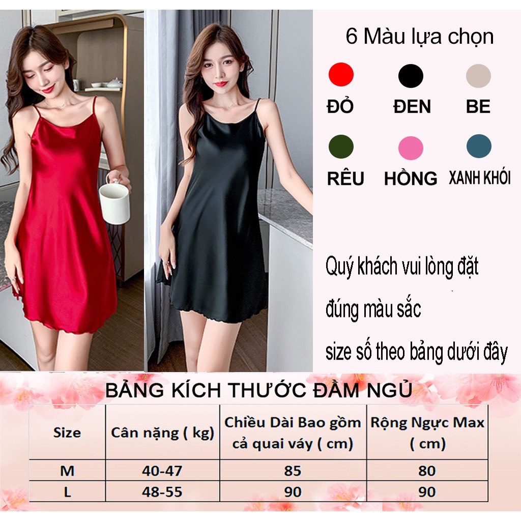 Xả Hàng Đầm 2 Dây Cổ tròn- Đầm Lụa Xẻ Tà Gợi Cảm