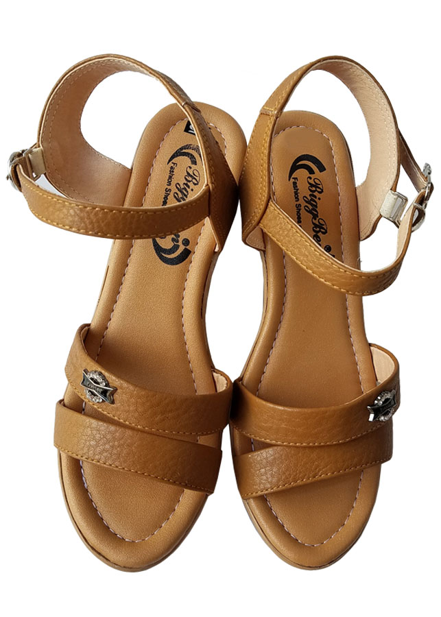 Giày Nữ Sandal Đế Xuồng Da Bò BIGBEN DS25