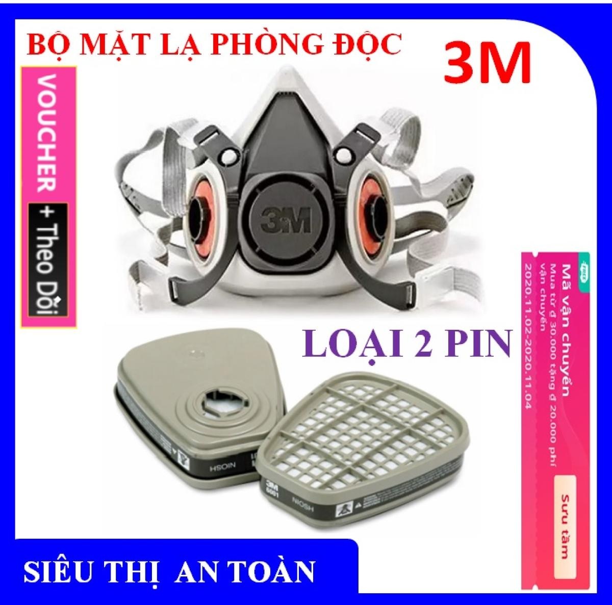 [ CHỐNG DỊCH ] Mặt Nạ Pin Phòng Độc, kháng khuẩn 3M 6100 + 2 Pin Lọc 3M 6100