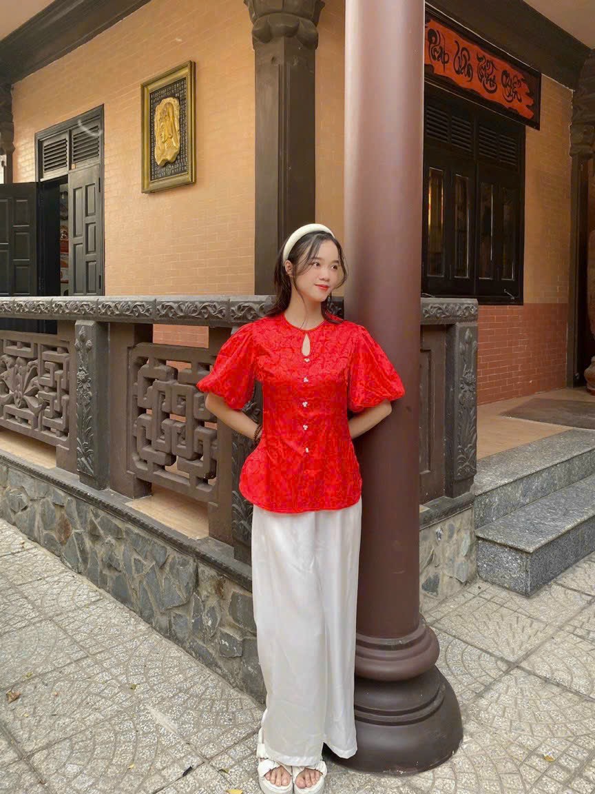 ÁO BÀ BA AN HUY LỤA GẤM TAY PHỒNG