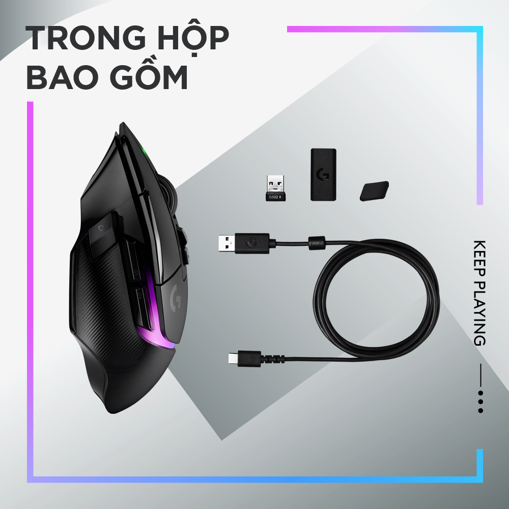 Chuột game không dây Logitech G502 X PLUS LIGHTSPEED – switch LIGHTFORCE Hybrid, RGB Lightsync, Cảm biến Hero 25K, Windows/Mac OS - Hàng Chính Hãng