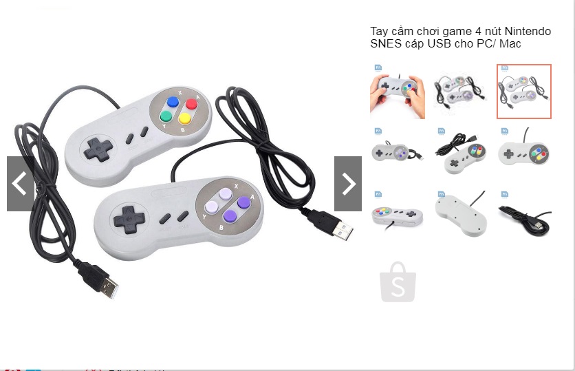 Tay cầm chơi Game 4 nút Nintendo SNES cáp USB cho PC/ Mac