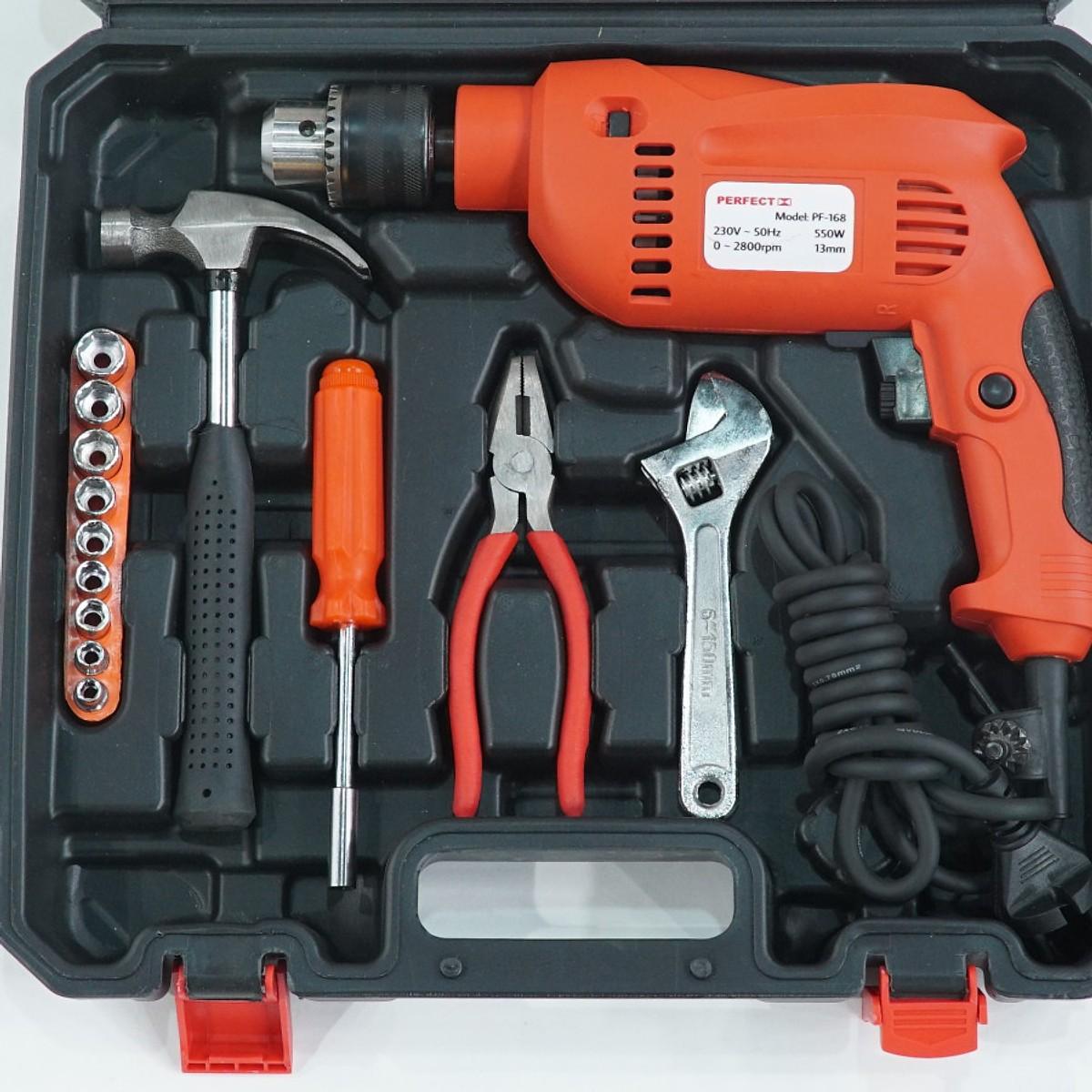 Bộ Dụng Cụ Máy Khoan Đa Năng Perfect PF-168 - Đỏ