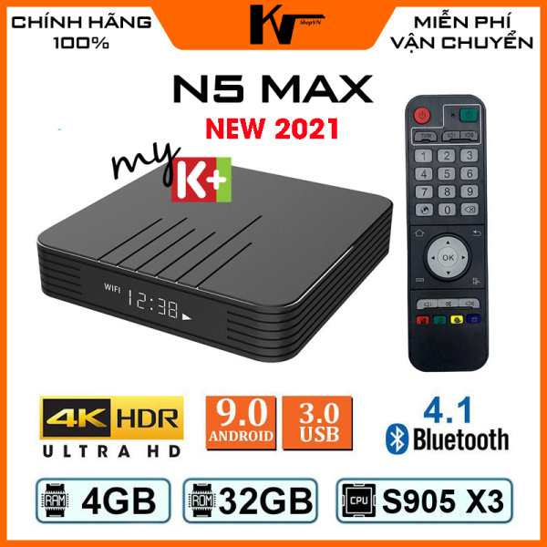 Android TV Box N5 Max chip S905X3 Ram 4GB Bộ nhớ 32GB Bluetooth Xem 200 kênh truyền hình miễn phí