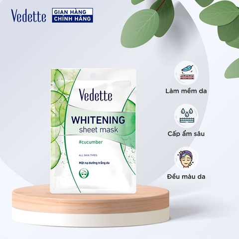 Mặt nạ giấy trắng da Vedette Dưa Leo 22ml (TPM019)