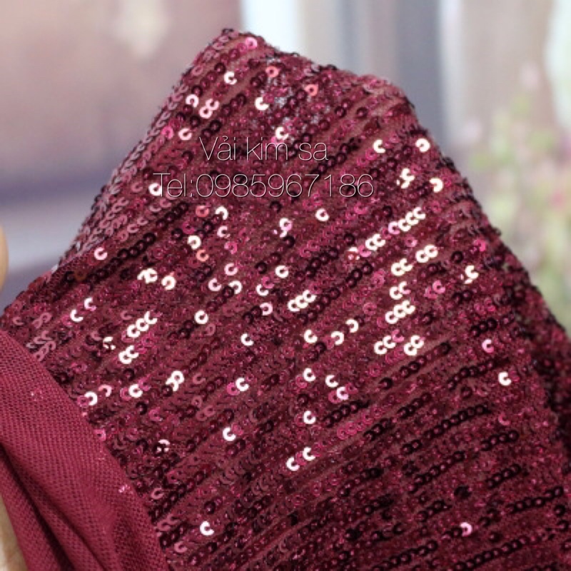vải thun kim sa, vải sequin may đầm dạ hội