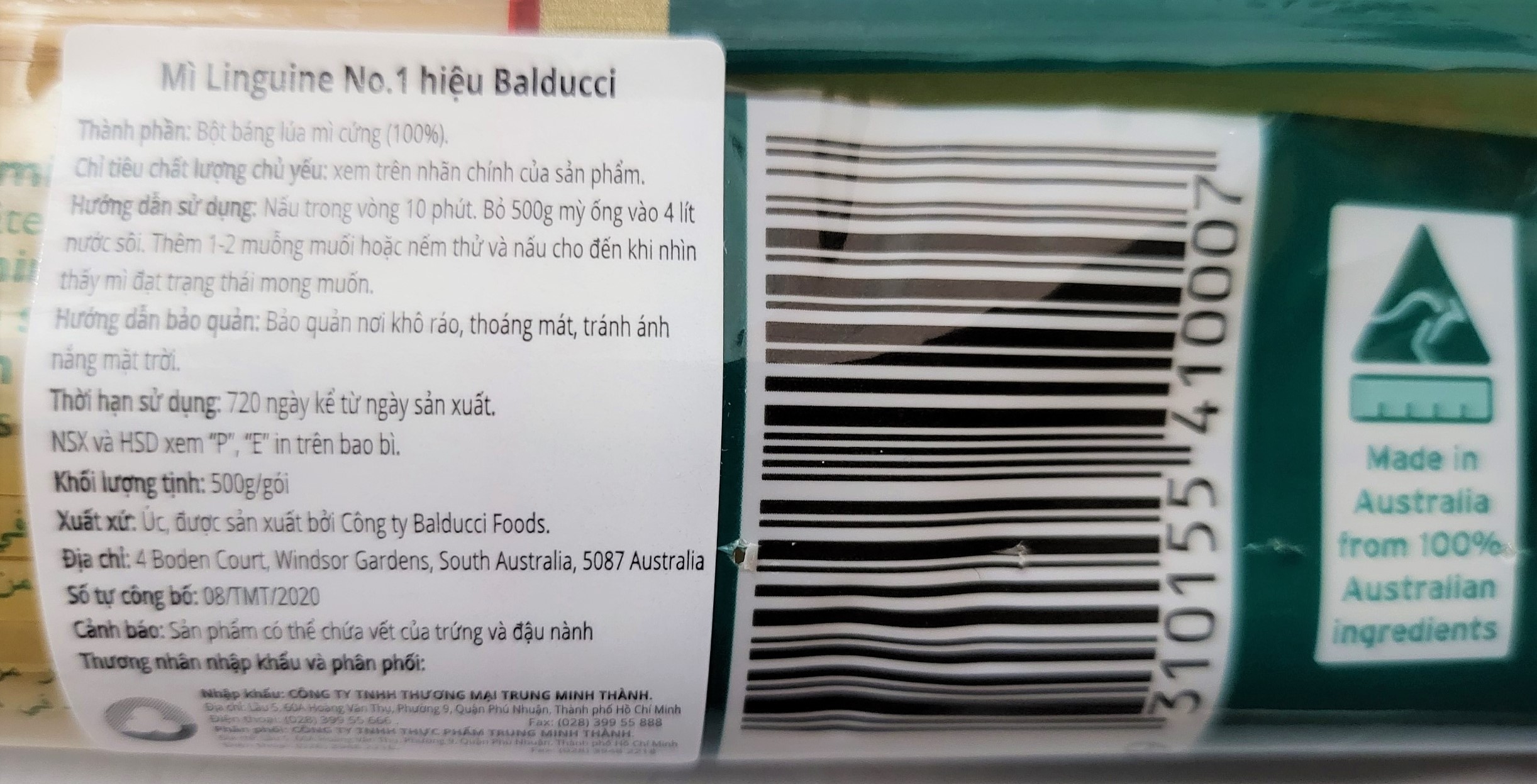 [Gói 500g – SỐ 1] MÌ Ý SỢI DẸT [Australia] BALDUCCI No 1 Linguine Pasta (halal) (tmt)